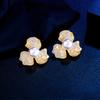 Needle Elegant Temperament Premium Earrings Full Diamond Petals Zircon Inlaid Flowers Pearl Stud Earrings
