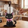 Wooden Base Bow Kitty Kitchen Towel Rack Cute Food Wrap Storage Rack For Kitchen