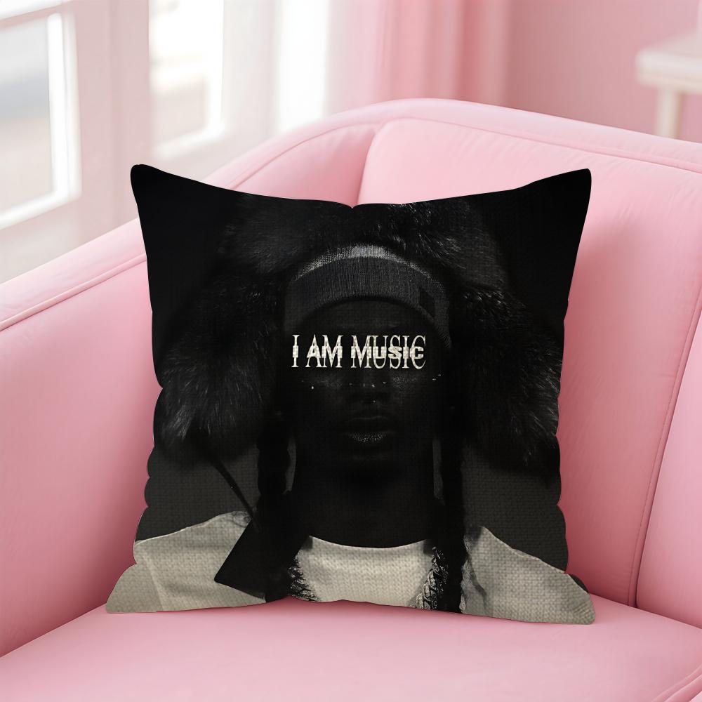 PPlayboi CartiI Rapper Cushion Cover Natural Linen Pillow Case DoubleSided Print Decorative Sofa Pillowcase Home Decor Gift