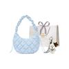 Skechers Solid Color Fashion Versatile Adjustable Ruched Shoulder Strap Zipper Closure Cloud Bag Unisex Shoulder Bag Ice-Blue L125U057-03ZS