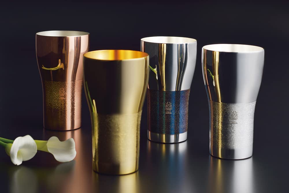Tamahashi Kirakari Silver Antique Pair of Pure Copper Beer Tumblers (Product Code: 4975192087190)