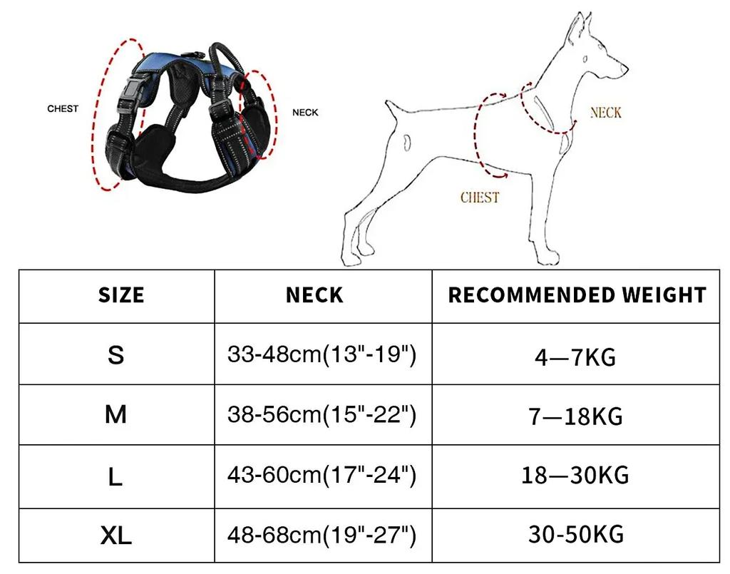 Dog Chest No Pull with Leash Clips Adjustable Soft Padded Reflective Oxford No Choke Pet Vest Easy Control Handle for Large Dogs