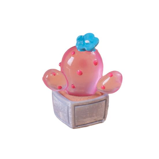 1/6Pcs Luminous Cactus Figurine Set Unique Resin Ornaments Glow-in-the-dark Desert Plant Sculpture Cactus Outdoor Garden Decoration