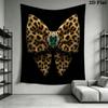 Leopard Print Bow Wall Tapestry Aesthetic Wall Hanging Printed Fabric Blanket Decorative Tapestries for Bedroom Living Room Home Decor