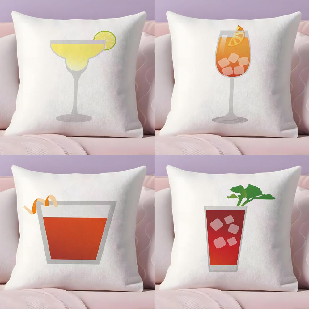 Cocktails Cushion Cover Soft Short Plush DoubleSided Printing Home Decor Machine Washable Pillow Case Gift