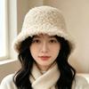 Autumn and winter plush curly bucket hat female face small thermal basin hat imitation lamb wool bucket hat retro knitted hat