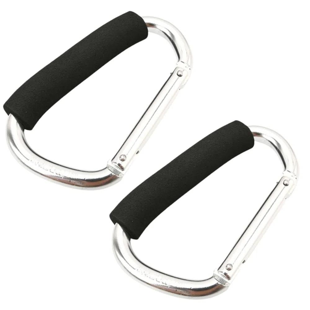 2Pcs D-Ring Baby Stroller Hook Sponge Handle Carriage Hanger Pram Lifting Button for Outdoor