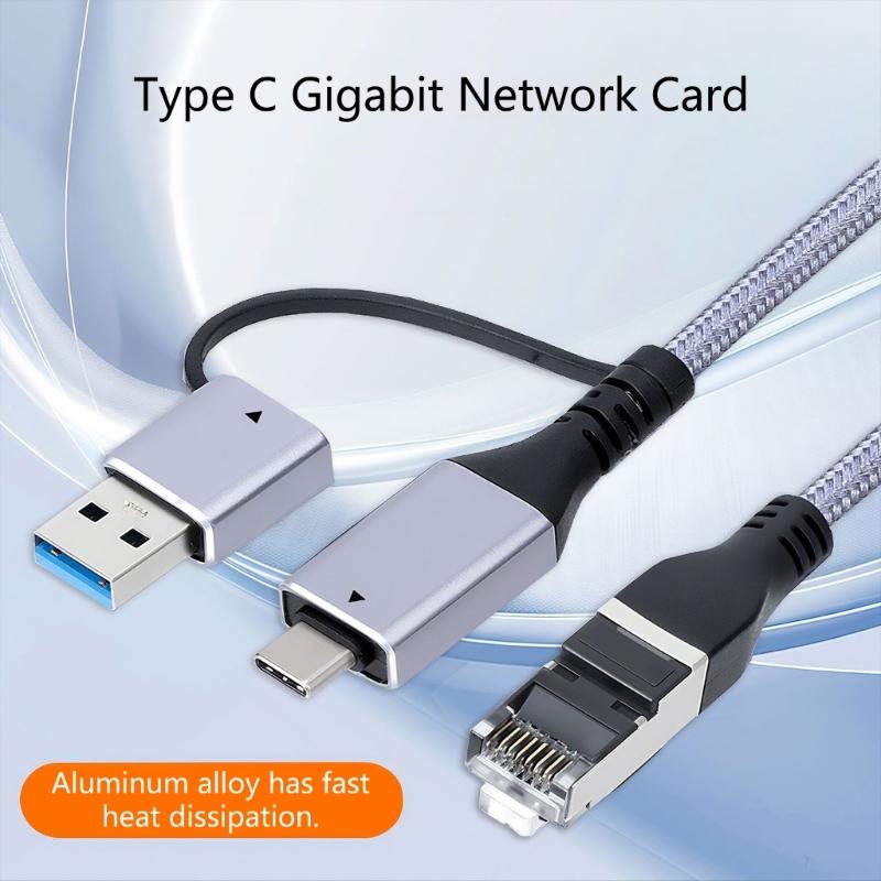 Кабели-конвертеры USB C в RJ45 Plug and Play Поддерживают гигабитные скорости Ethernet Конструкция из ПВХ в оплетке Для совместимости с несколькими устройствами