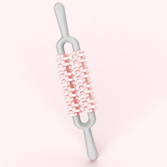 Yoga Massage Stick Double Row Non-slip Handle Comfortable Grip Good Resilience Muscles Relaxation Manual Pain Relief Muscle Roller Stick for Unisex