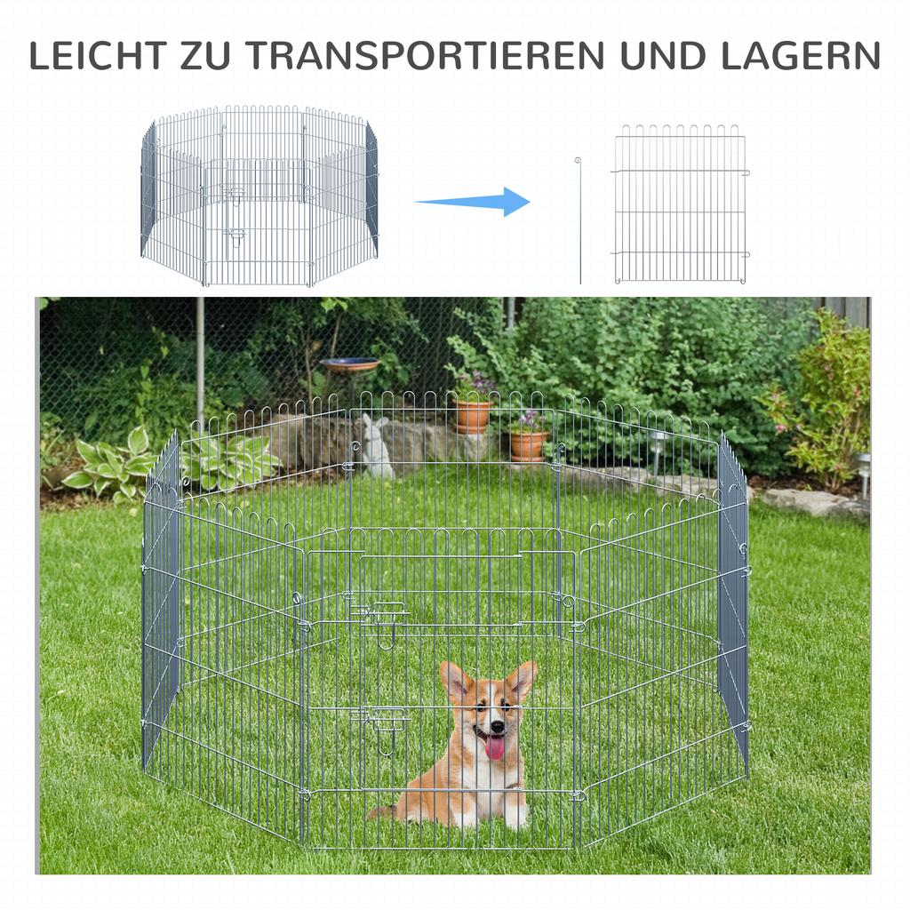 Free-Range Enclosure Puppy Playpen Puppy Fence Playpen Puppy Gate for Animals 8-Piece W63 x H76 cm