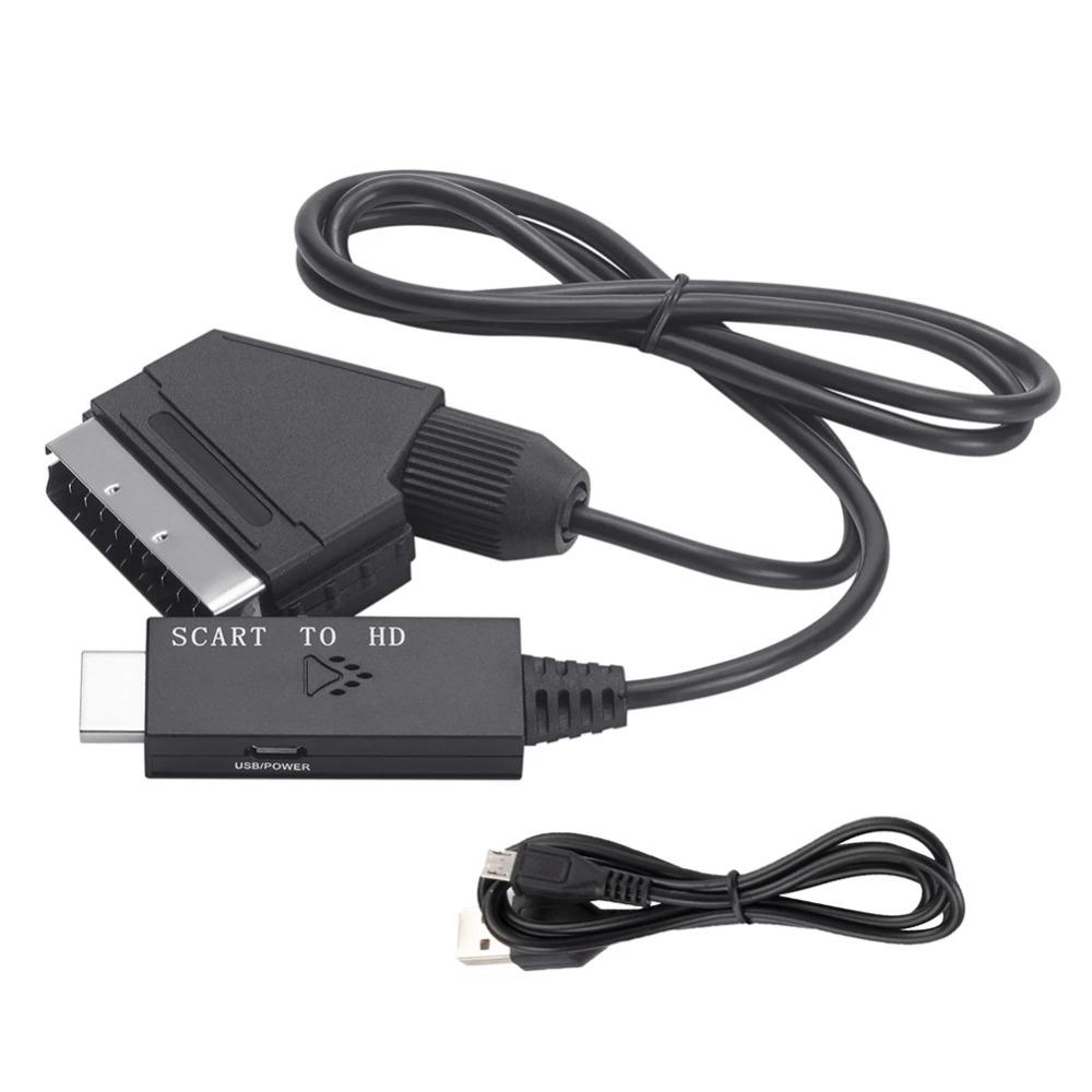 1M Переключатель Конвертер Scart в HDMI-совместимый 1080P Видео Конвертер Адаптер DC 5V Micro USB Кабель Аксессуары для Приставки