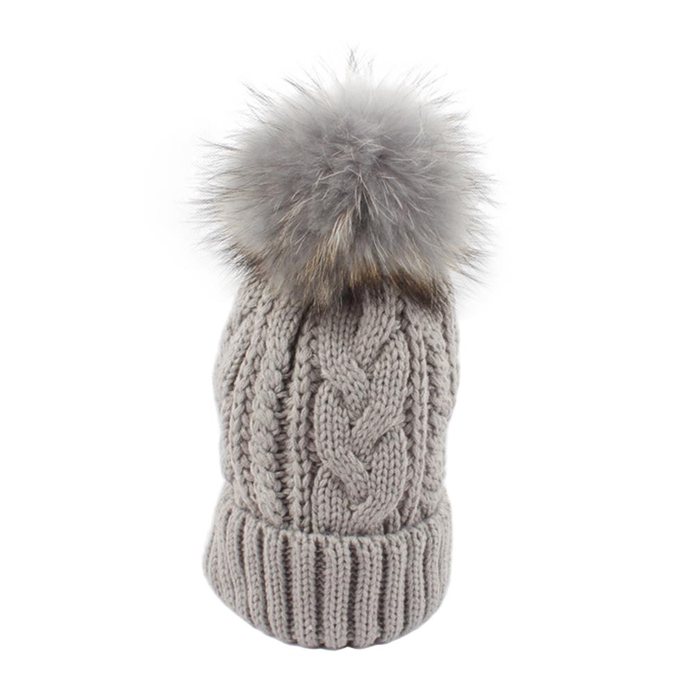 Winter Mom Crochet Knitted Hat Ball Pompom Beanies Skull Cap for Kids Adult