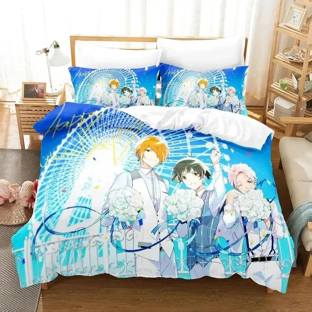 3D Аниме Idolmaster SideM Постельный комплект Пододеяльник Простыня Набивной Постельный комплект Наволочка Кровать Полный Двуспальный Кинг-сайз Одеяло Спальня
