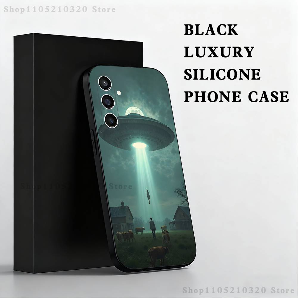 Смешной Чехол для Телефона Космический НЛО Вещь Для Samsung S25,S24,S21,S22,S23,S30,Ultra,S20,Plus,Fe,Lite,Note,10,9,5G Черный Чехол
