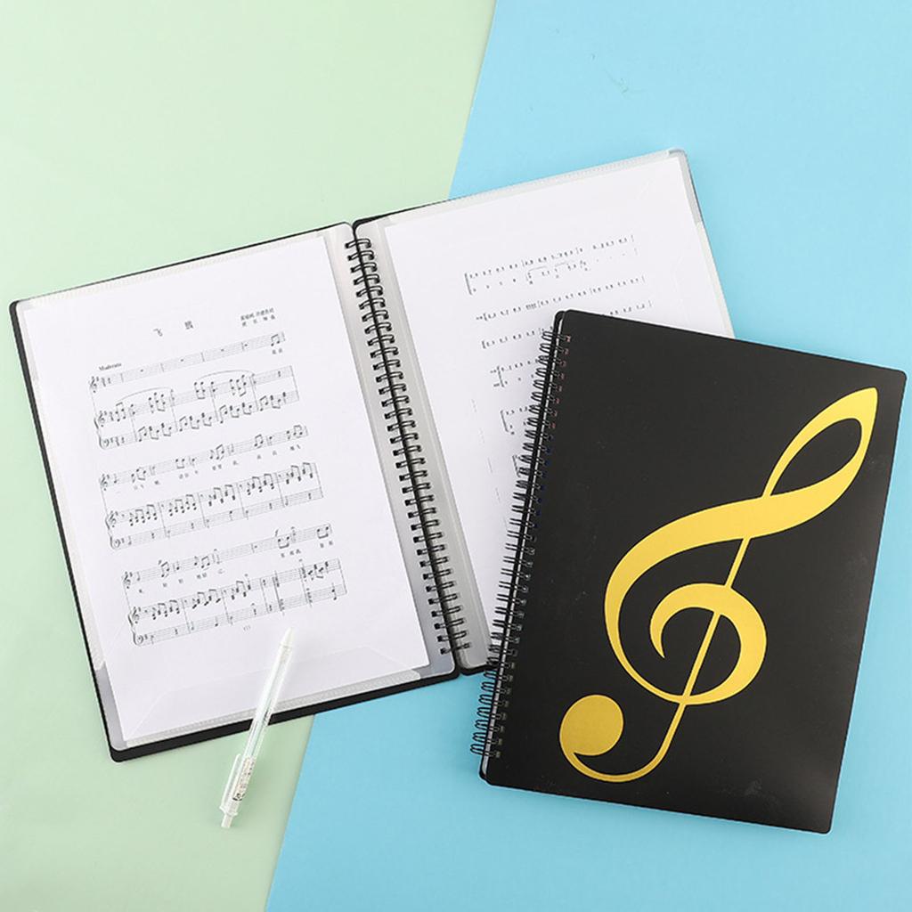 A4 File Folder Waterproof Spiral-bound Sheet Music Binder 10 X 13 Inches 20 Sleeves Double Sided for Violinist Pianists