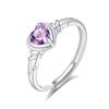 Heart Shaped Natural Crystal Ring S925 Sterling Silver Niche Open Ring Topaz Women Jewelry