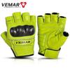 Mens Motorcycle Riding Gloves Genuine Leather Half-Finger Breathable Protective Biker Gear Racing Street Use
