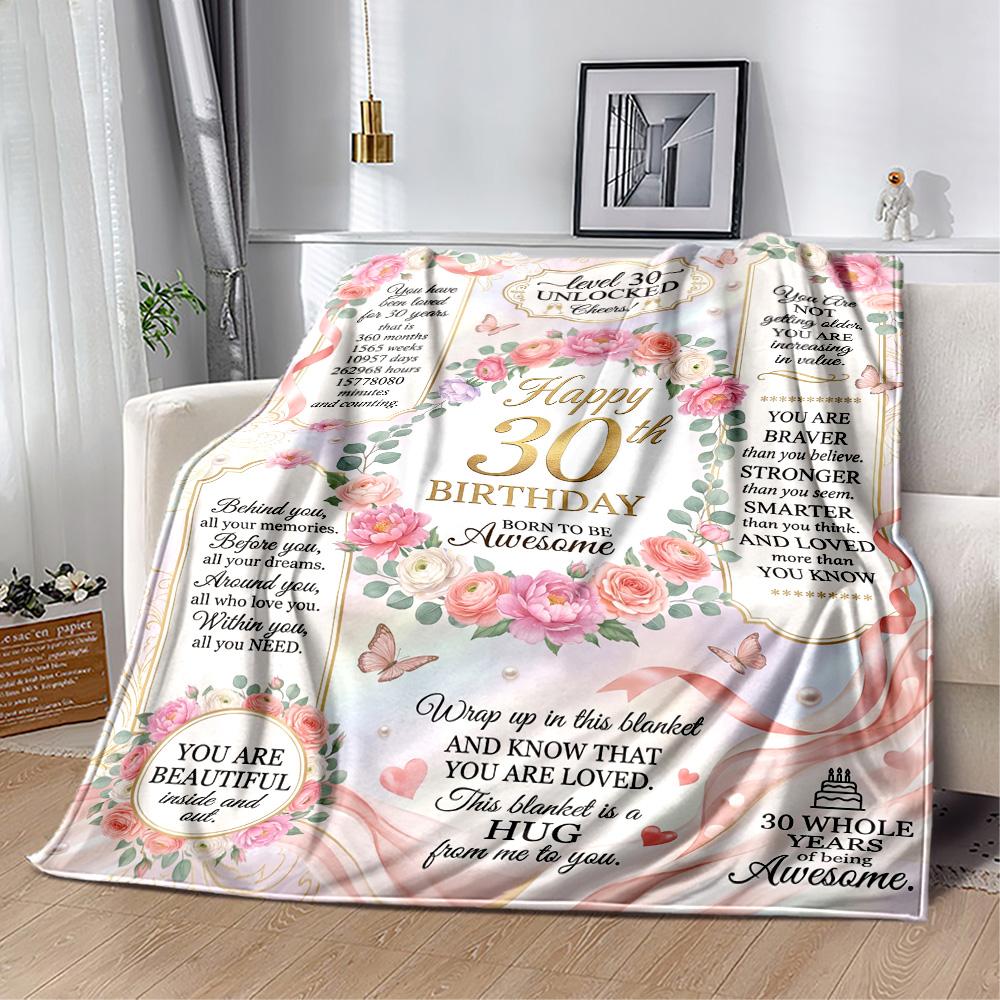 Happy 30th Birthday! Blanket Soft & Cozy Great for Livingroom Couch Office Chair All-Season Use Playful Design Ideal Gift For Birthday Valentine'S Day