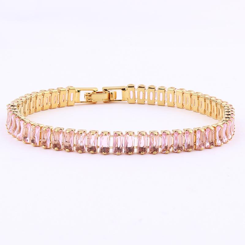 18K Gold Plated Cubic Zircon Adjustable Colorful Bracelets For Women Girls Rainbow CZ Jewelry Best Birthday Party Wedding Gift