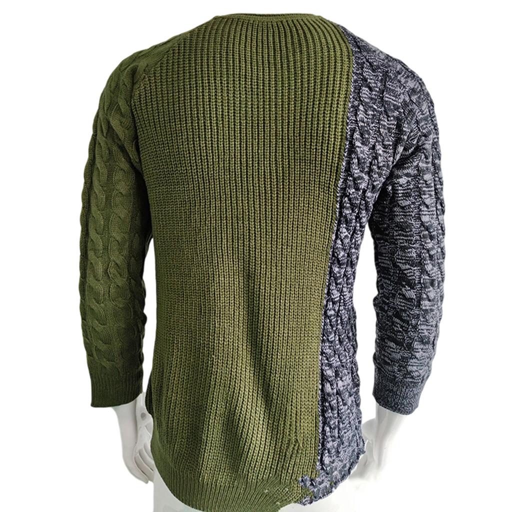 Мужской Текстурный Витой Цветок Процесс Круглый Вырез Утолщенный Пуловер Вязаный Свитер Свитер