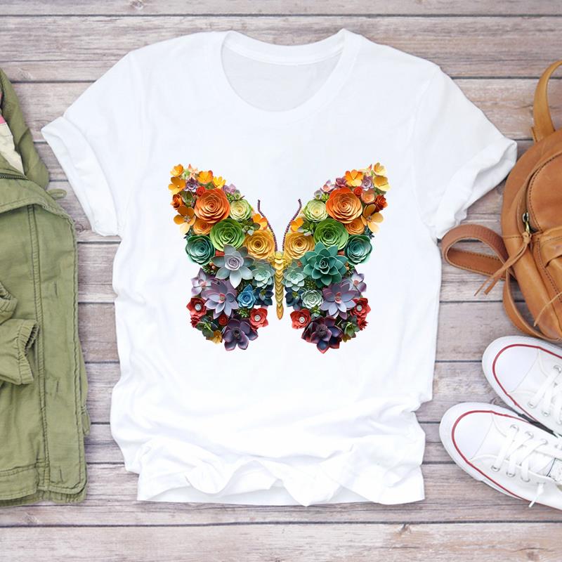 (Азиатский размер) Повседневные футболки с милым цветком в стиле 90-х, женская одежда, футболка с коротким рукавом, модные женские футболки с графическим принтом