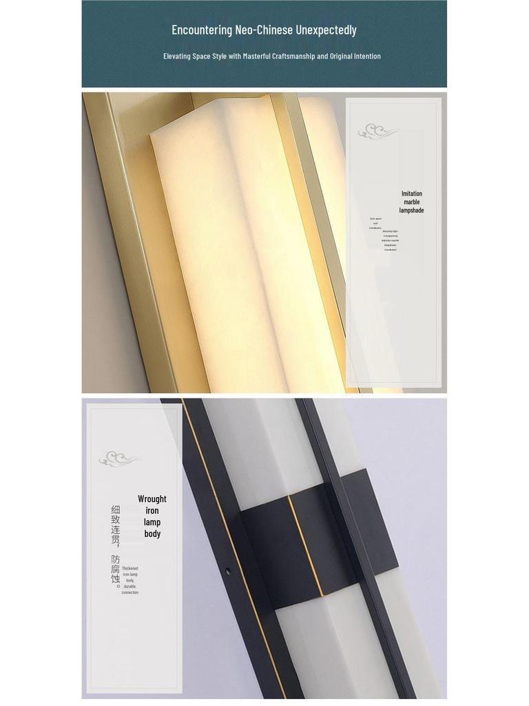 Contemporary Chinese Wall Lamp: Faux Marble Bedside & Staircase Light