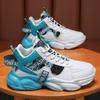 Men's Plus Size Lightweight and Fashionable Color Blocked Thick Soled High Top Sports and Leisure Shoes Running Shoes