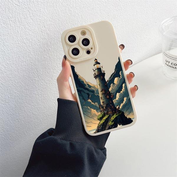 Чехол для телефона в абстрактном стиле с маяком для iPhone XS XR X 11 12 13 14 Pro Max 7 8 14 Plus SE 2020 Мягкий силиконовый задний чехол Fundas