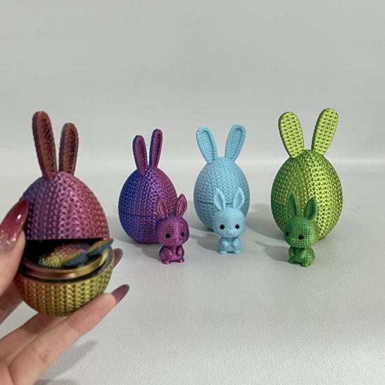 3D-печатное пасхальное яйцо-кролик, наполненное пасхальное яйцо с кроликом внутри, наполнители для пасхальной корзины для дома, офиса, декора стола