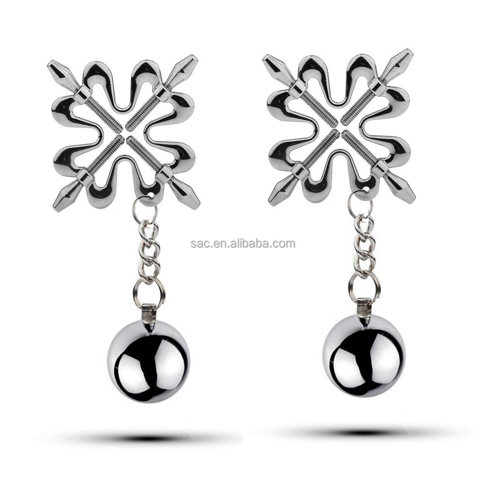 SacKnove Heart Stars Shape Pendant Decorative Nipple Clamps Naughty Thingy Vaginal Clips Jewelry Sex Toys Breast Clip for Women
