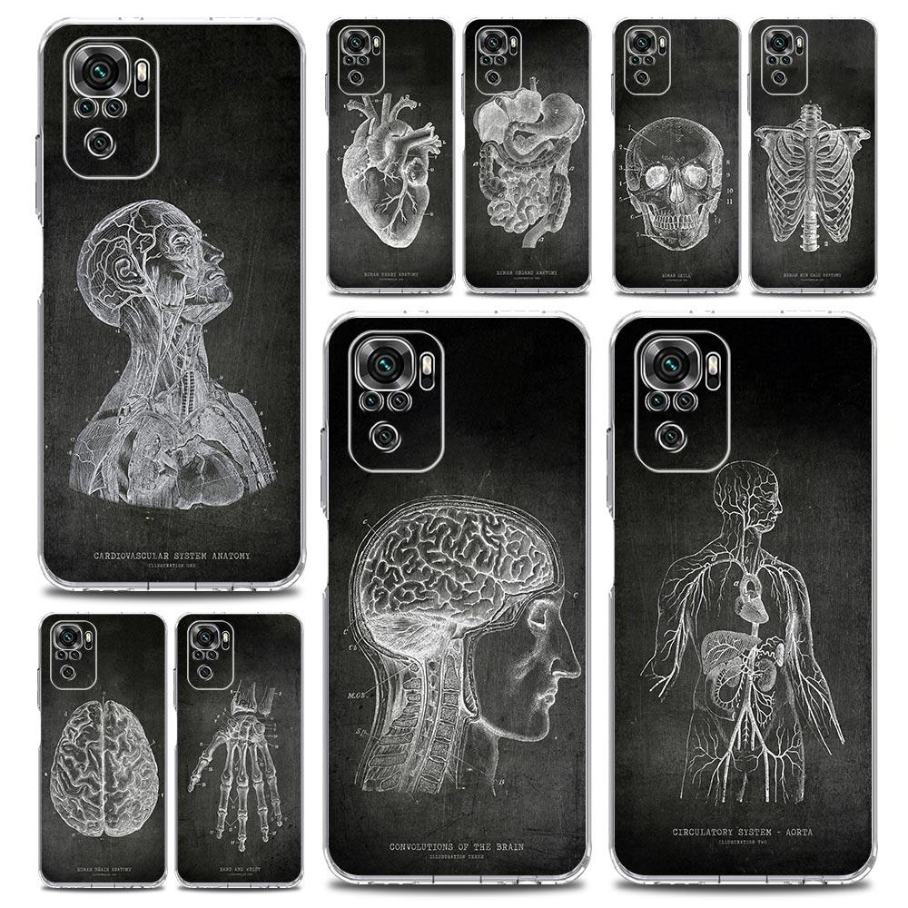 Чехол для телефона Chalkboard Anatomy для Xiaomi Redmi Note 13 12 5G 9S 9 8 10 11 Pro Plus 4G 9T 13C 12C10C 9C 9A 7 Прозрачная крышка