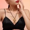 European American Cross-Border Women's Beaten-Texture Glass Cross Necklace Black Cord Stainless Steel 18K Gold-Plated PVD Party