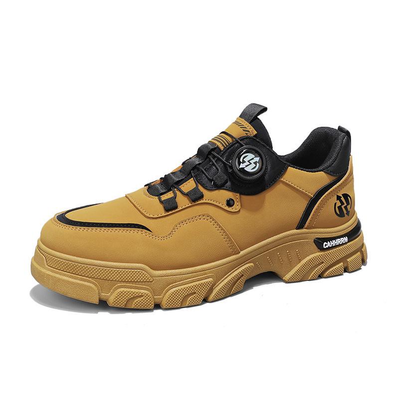 Rotating Button Leather Martin Shoes Men's Tooling Trendy Shoes Men's Autumn New Outdoor Low-top Men's Shoes