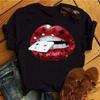 Lips Pure Cotton Printed Unisexs and Womens Fashion Trend Tshirt Summer New Personalized Round Neck Loose Casual Tshirt