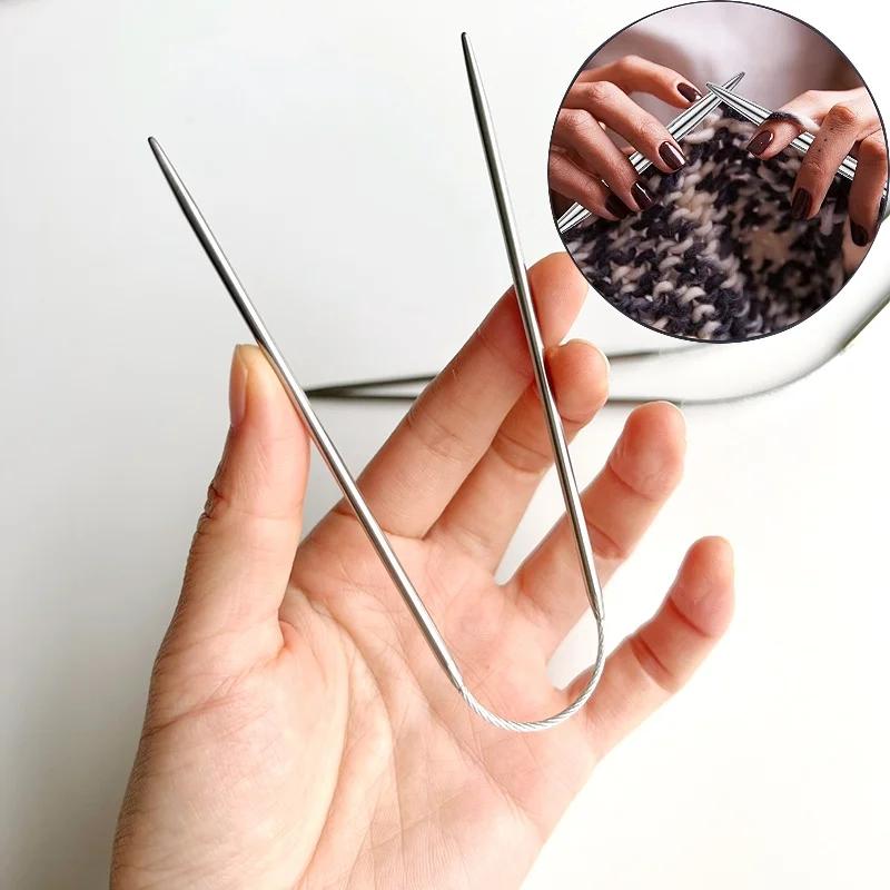 3 шт. круговые вязальные спицы из нержавеющей стали, круглые иглы, металлическая волшебная петля для рукоделия, свитера, шапки, носки