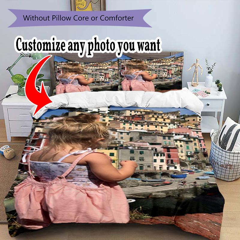 Персонализация Фото Персонализируйте свою фотографию Комплект постельного белья Дышащий пододеяльник с наволочками Домашний декор Подарок на день рождения