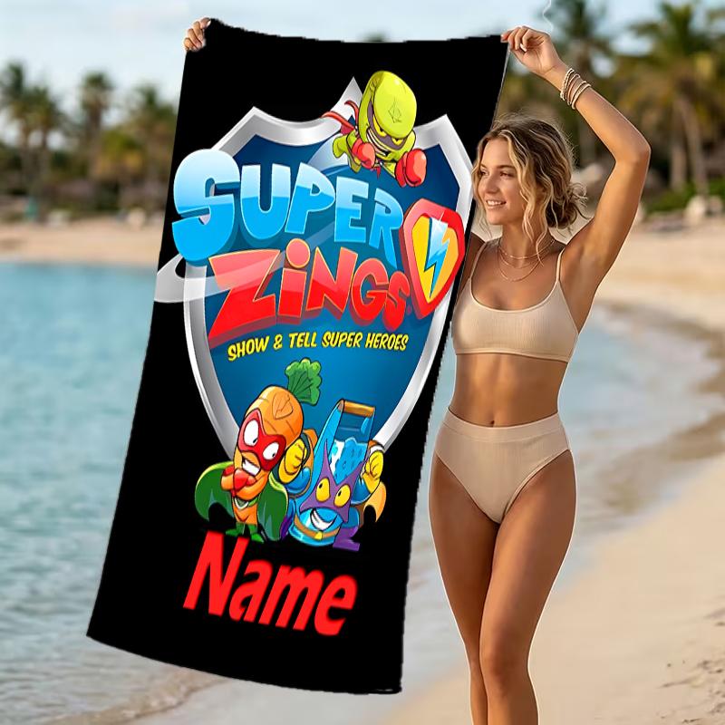Customizable personalized beach towels SuperZings themed designs.Suitable for the beach, yoga, sports;ideal as beach accessories