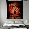 Custom Name Chicago Fire Wall Tapestry Aesthetic Wall Hanging Printed Fabric Blanket Decorative Tapestries for Bedroom Living Room Home Decor