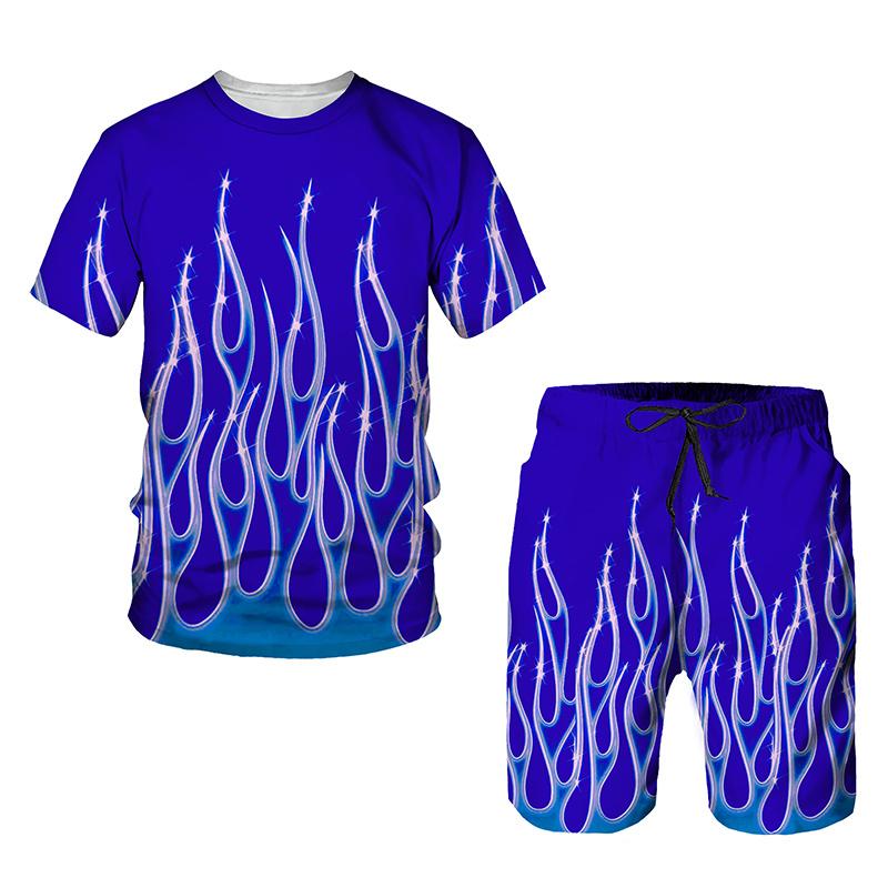 Летний модный мужской комплект из двух предметов, летняя футболка и спортивные шорты для бега, фитнеса, повседневная спортивная одежда с короткими рукавами, спортивный костюм