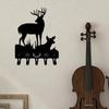 1pc Iron Crafts Deer Family Key Rack Hanger - 6 Inch Wide Metal Wall Art Wall-mounted Hooks for Key and Towel Rack