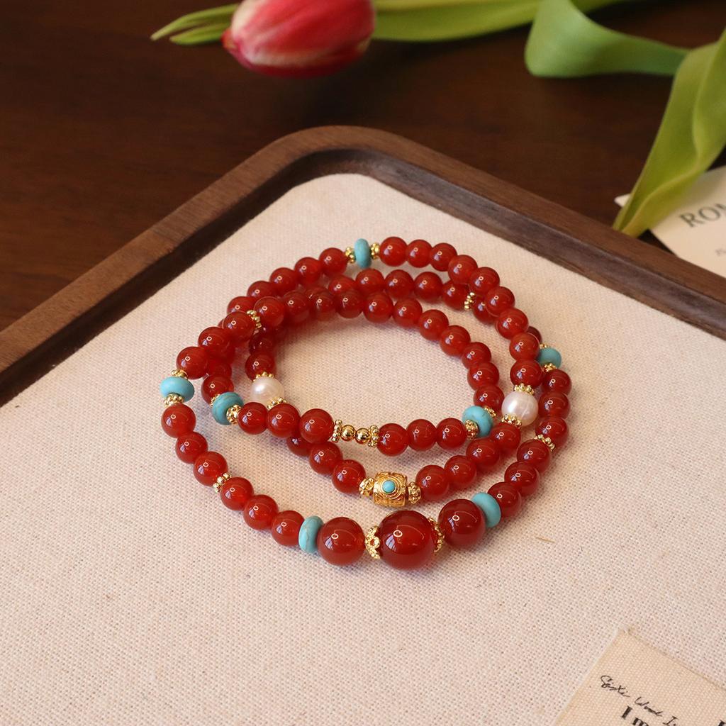 Natural Stone Beaded Bracelet Agate Bracelet. Fashion Women Daily Jewelry Lucky Gift