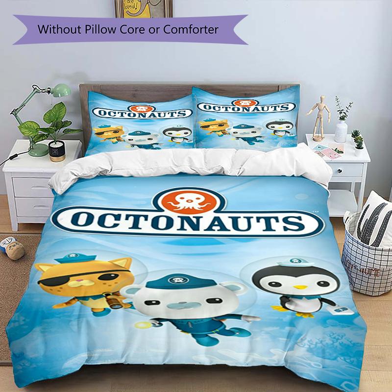 3pcs Octonauts Bedding Set Duvet Cover Closure Includes 1 Duvet Cover & 2 Pillowcases, Soft and Comfortable for All Seasons.