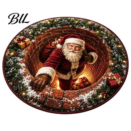 Anti Skid Bathroom Mat Christmas 3D Illusion Rug, Black Hole Vortex Visual Effect Mat, Non-Slip Unique Design Holiday Door Machine Washable