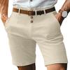 Men Shorts Mid-rise Buttons Zipper Fly Solid Color Shorts with Pockets Straight Leg Summer Casual Shorts Daily Wear