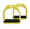 Yellow Plastic Polymer Composite Horse Stirrups Light Weight Black Rubber Mat