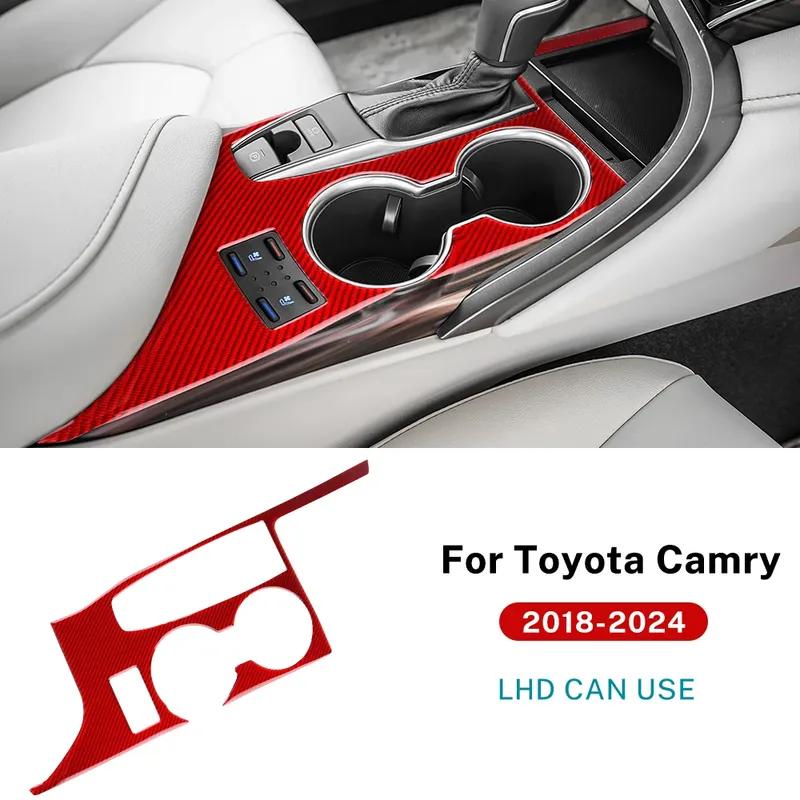 Настоящая мягкая карбоновая наклейка для Toyota Camry 2018 2024 LHD Автомобильная панель переключения передач Аксессуары для интерьера