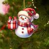 Snowman Pendant Christmas Tree Ornament with Lanyard Easy To Hang Adorable Acrylic Flat Car Interior Decoration Pendant
