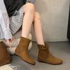 Женские короткие ботинки Birkenstock, новинка осени и зимы, с внутренней танкеткой, с круглым носом, ботинки в стиле Мартин, на плоской подошве, тонкая подошва, ковбойские ботинки в западном стиле