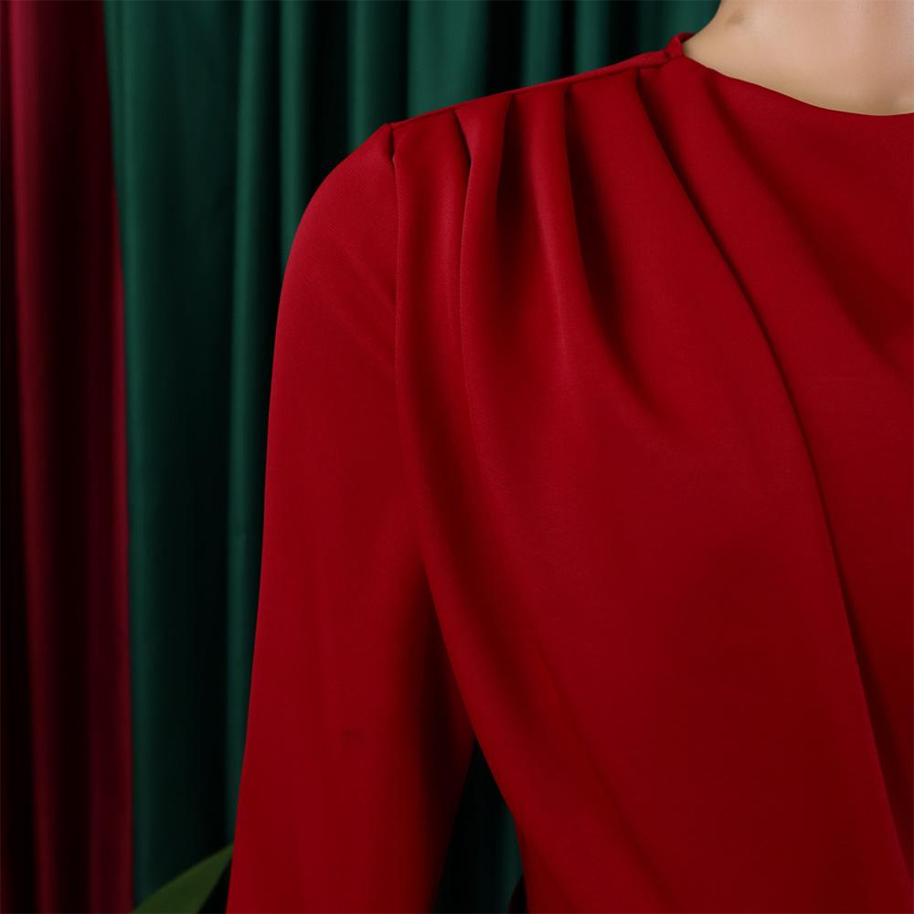 YYFS Women's Fashion Spring Fall Solid Color Print Long Sleeve O-Neck High Waist Casual Dresses