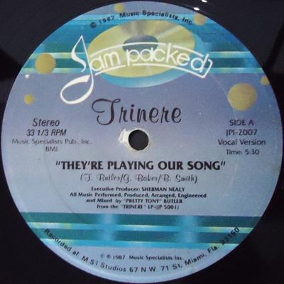 12-дюймовая пластинка TRINERE Theyre Playing Our Song JPI2007 Jam Packed 1987 US Dance Electronica Б/у
